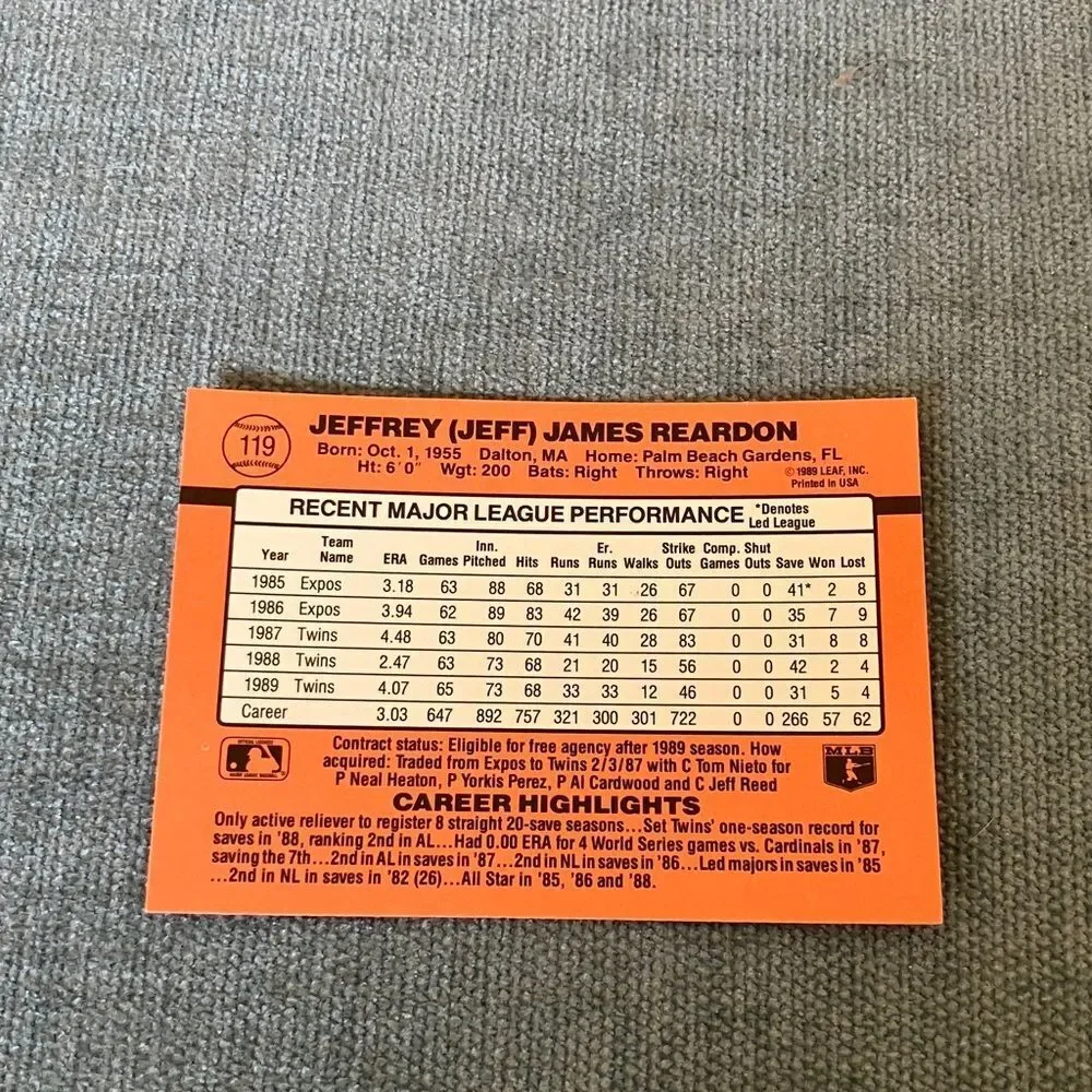 1990 Donruss Minnesota Twins Baseball Card Trading Card